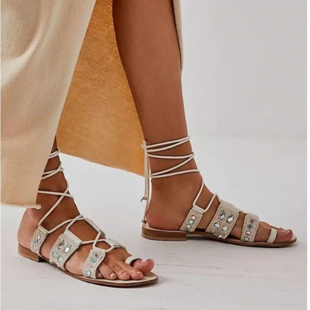 Free People Lace Up Mantra Mirror Sandals